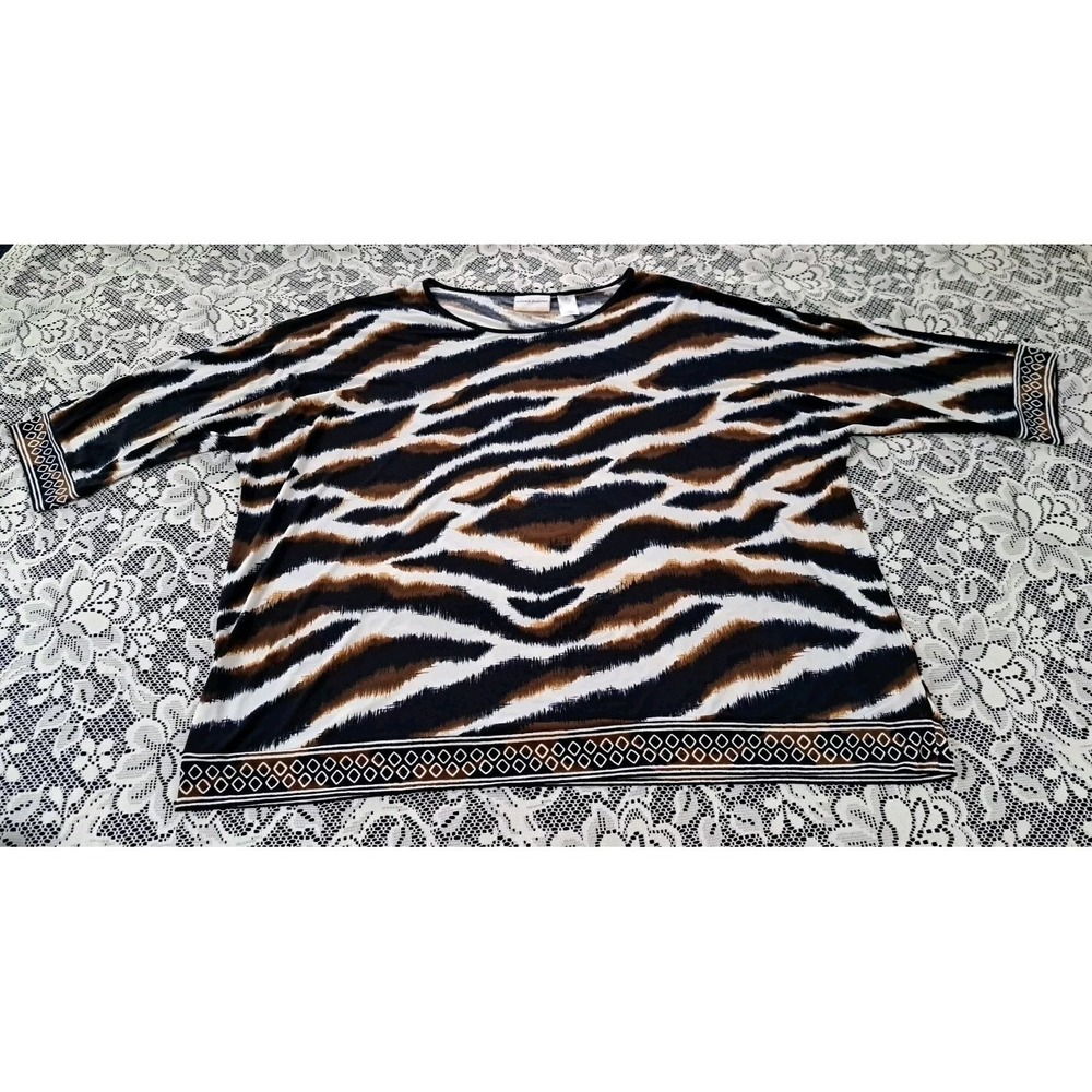 Alfred Dunner Womans Tunic Top Plus Size 2X All Over Geometric Print‎ 3/4 Sleeve